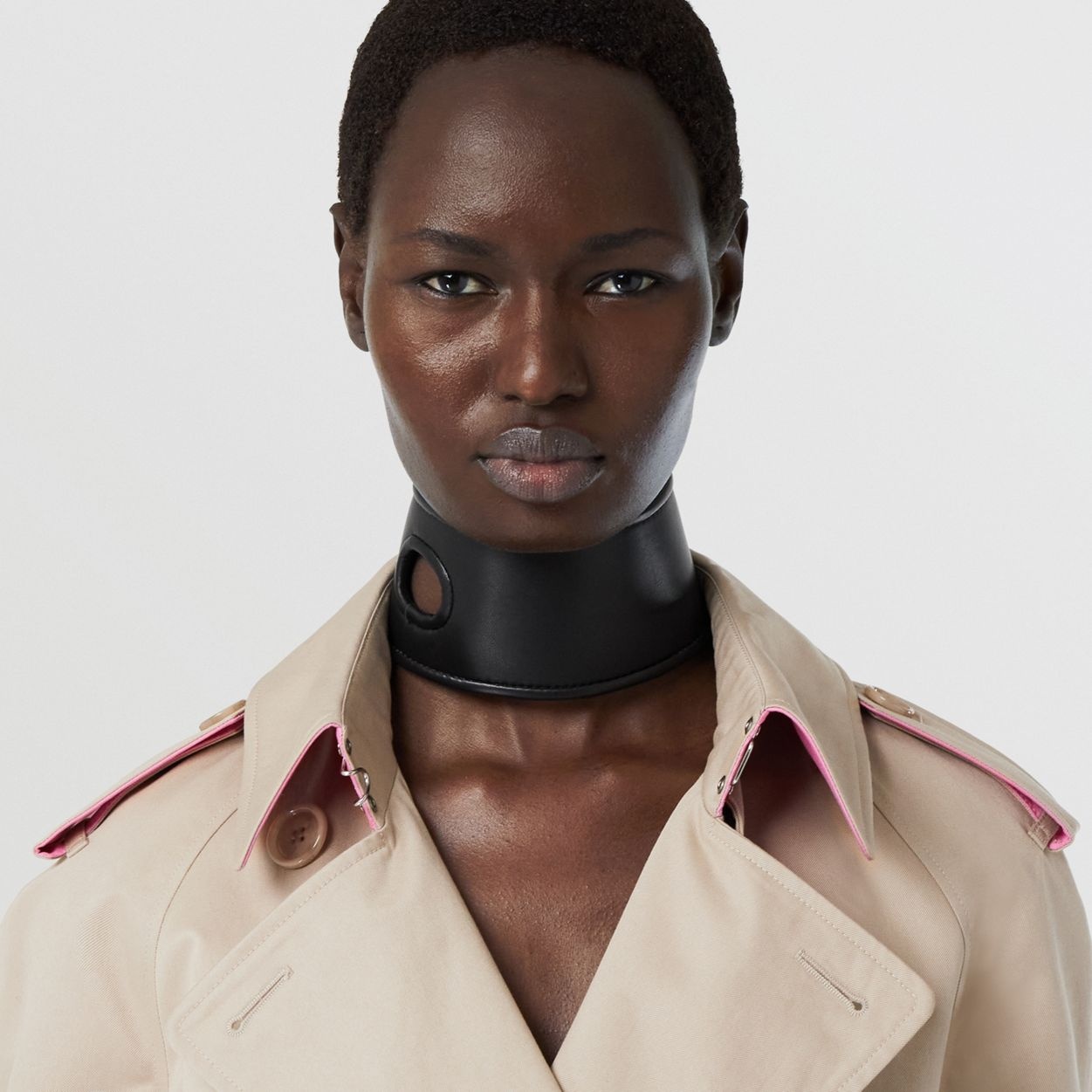 Contrast Trim Cotton Gabardine Trench Coat - 3