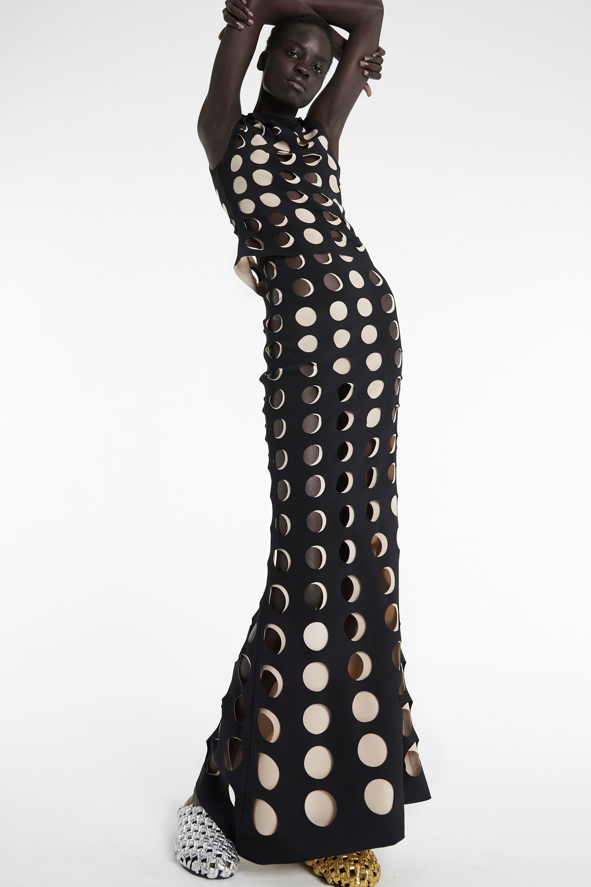 LAYERED HOLE SKIRT BLACK NUDE - 5