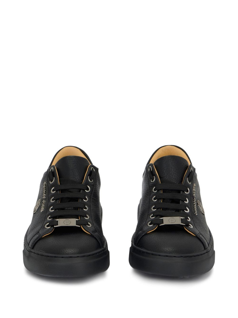 hexagon-logo leather sneakers 3