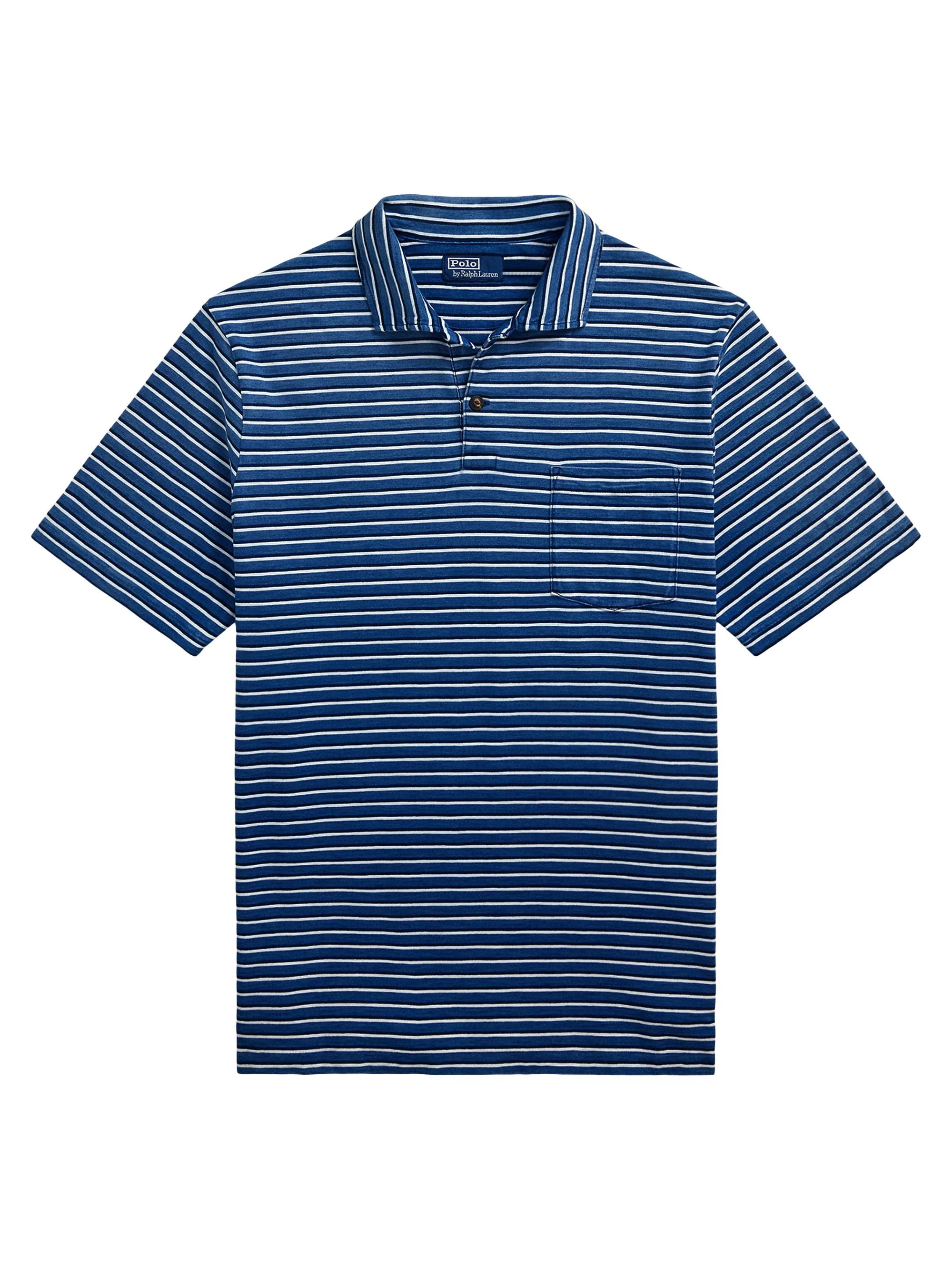Men's Classic-Fit Striped Jersey Polo Shirt - Medium Indigo Multi - 1