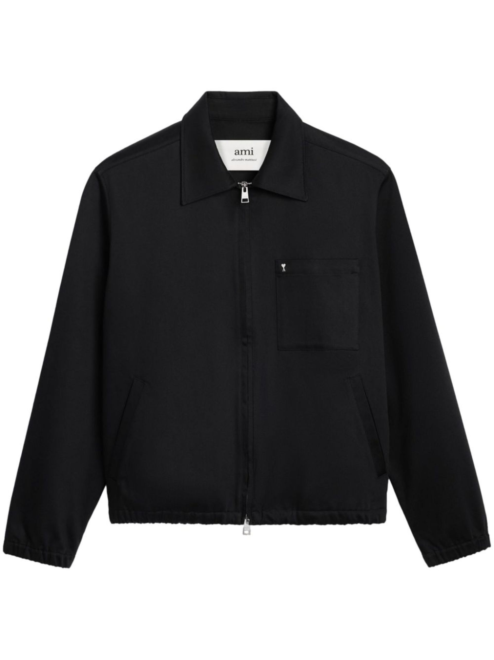 Black Cotton-Satin Shirt Jacket - 1