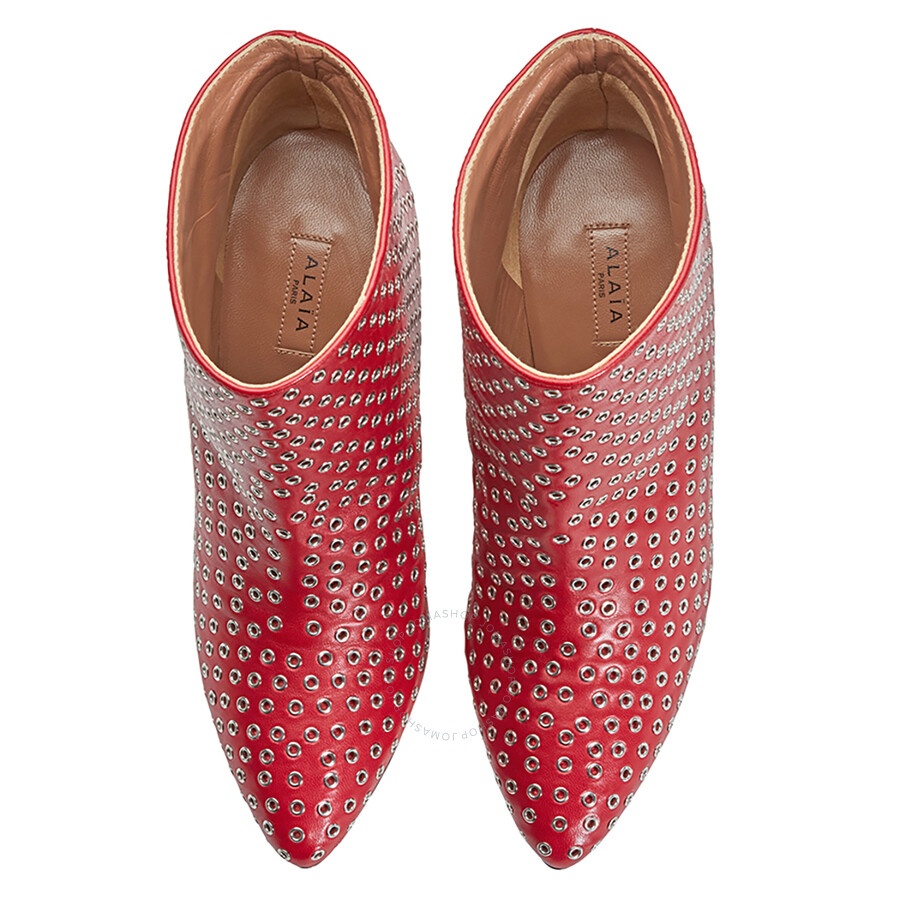 Alaia Ladies Red 90 Boot Allover Rivet Caf - 3