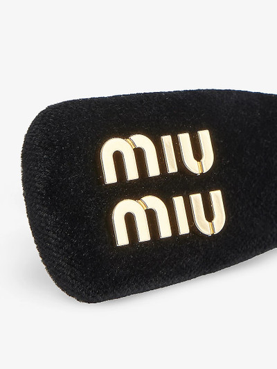 Miu Miu Brand-plaque wool and brass hair clip outlook