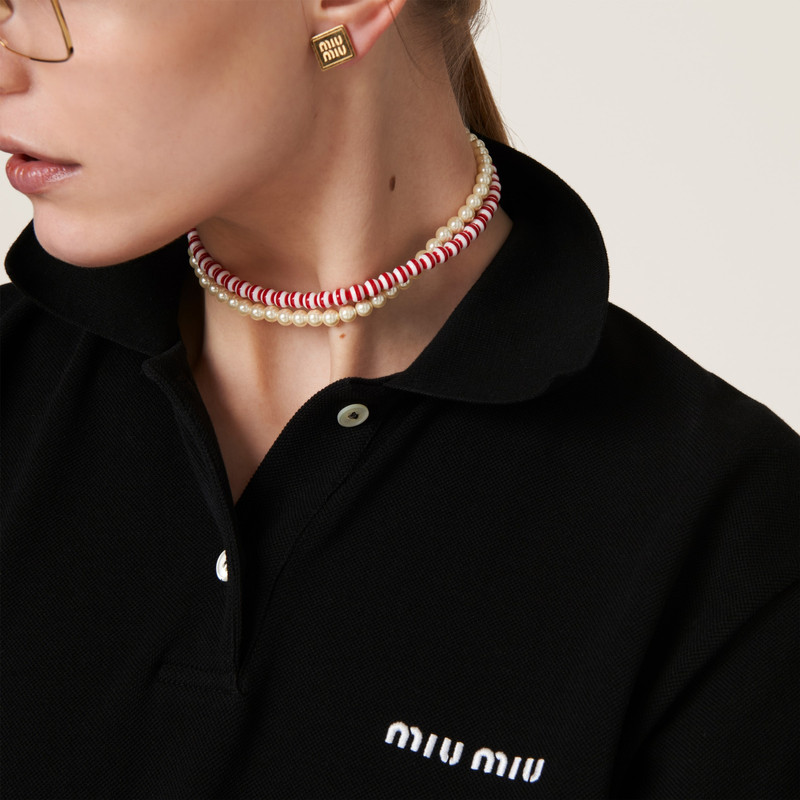 Miu Miu Metal and synthetic pearl choker outlook