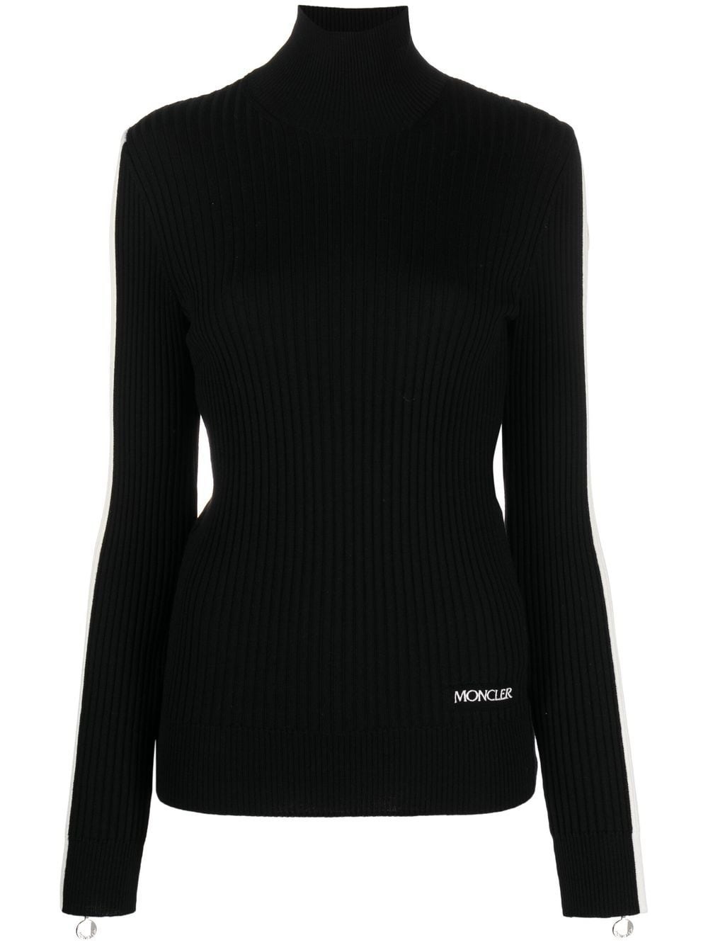 embroidered-logo funnel neck top - 1