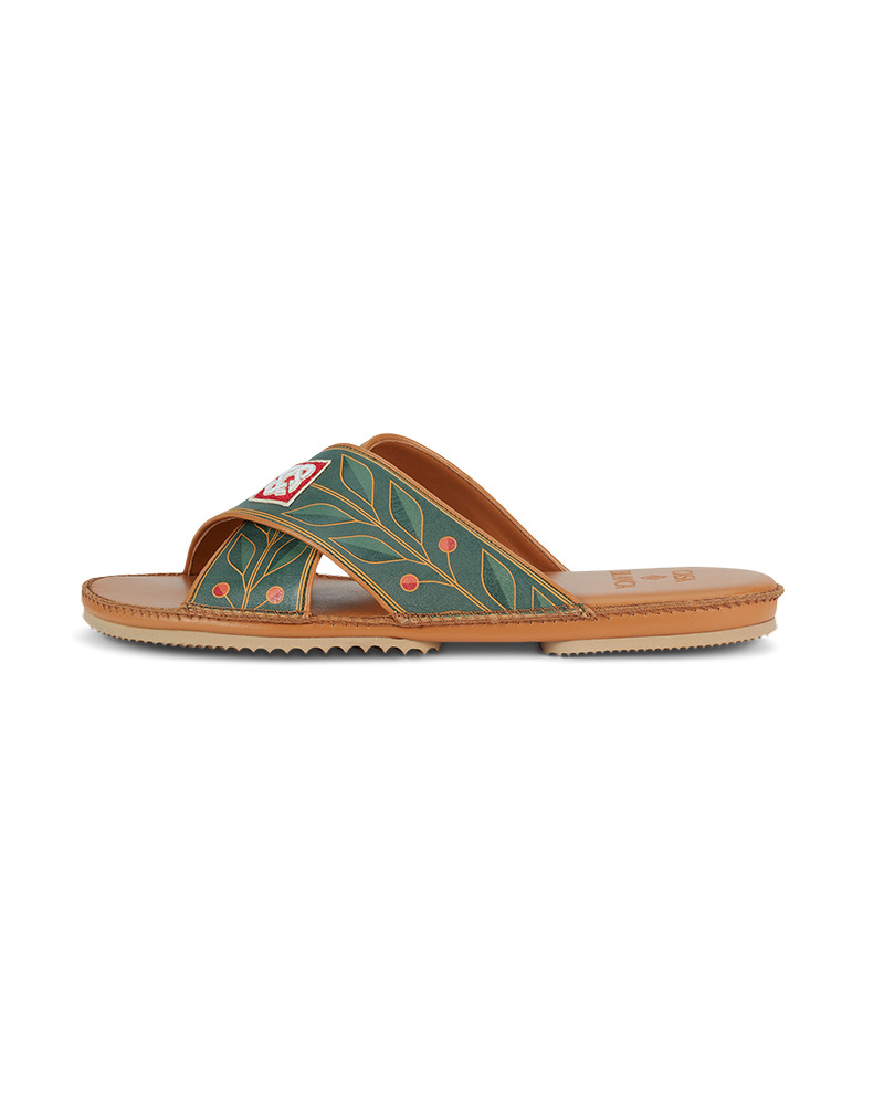 Brown Laurel Leather Slipper - 1