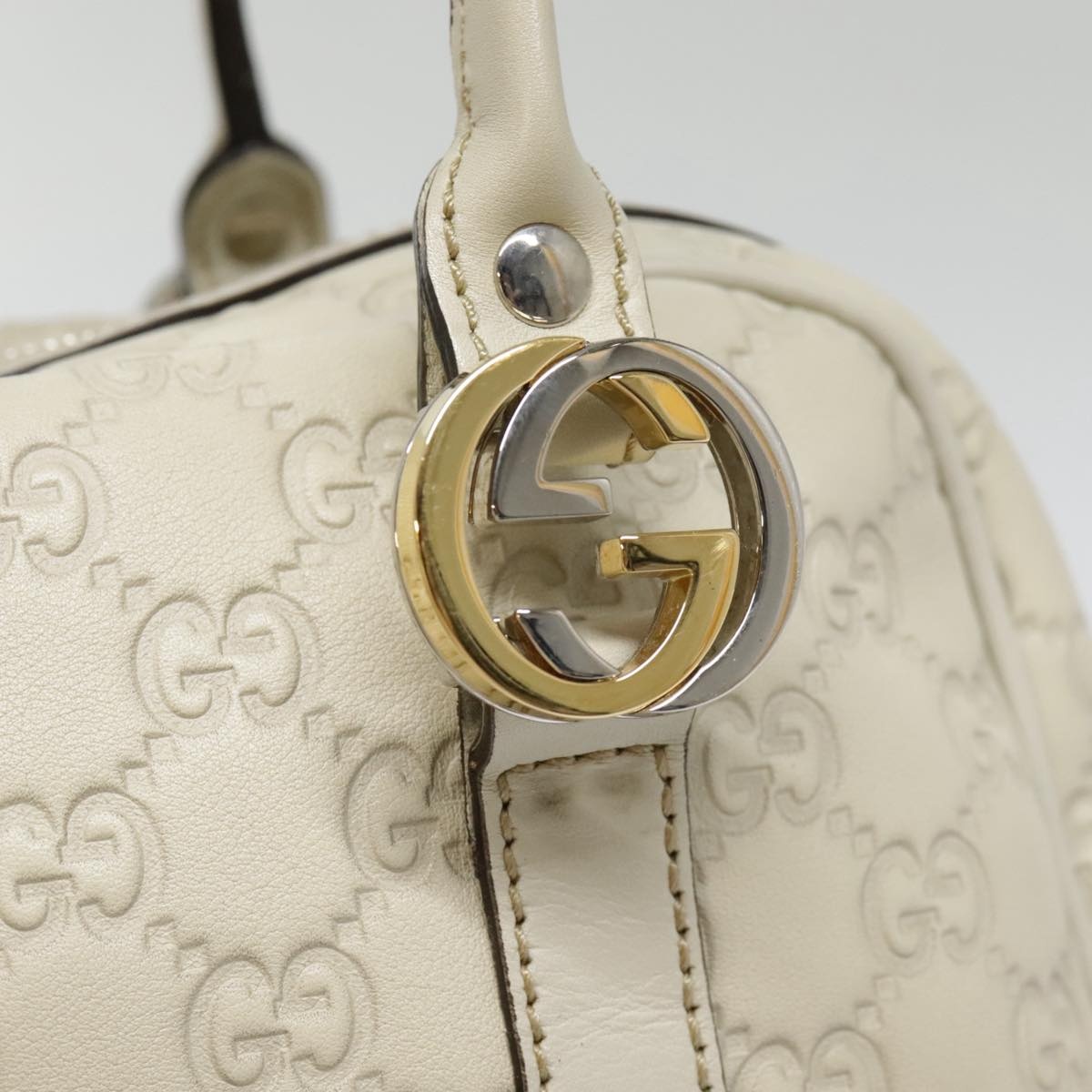 GUCCI Guccissima GG Twins Hand Bag Leather White - 14