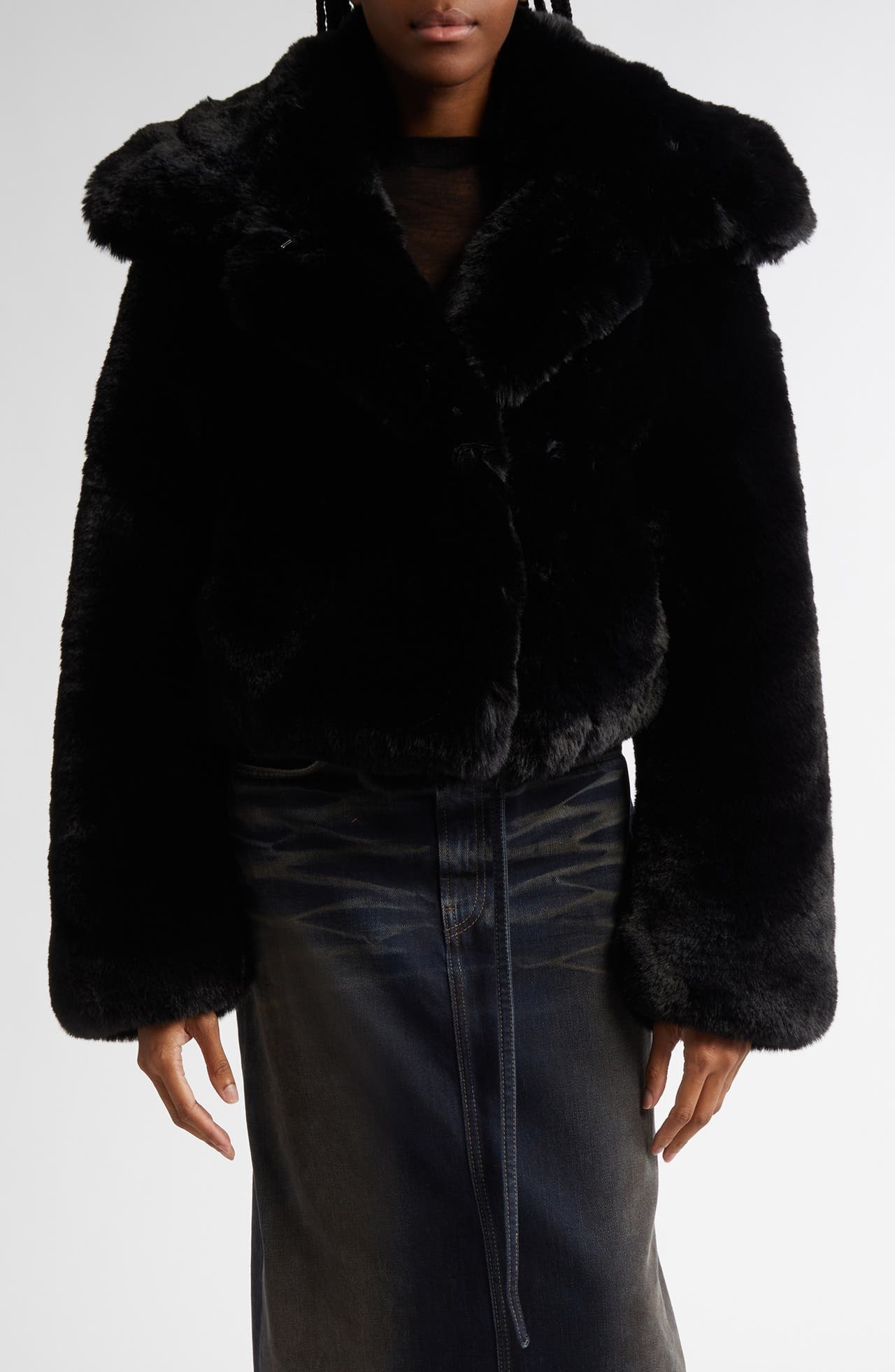 Acne Studios Acne Studios Fluffy Faux Fur Jacket in Black at