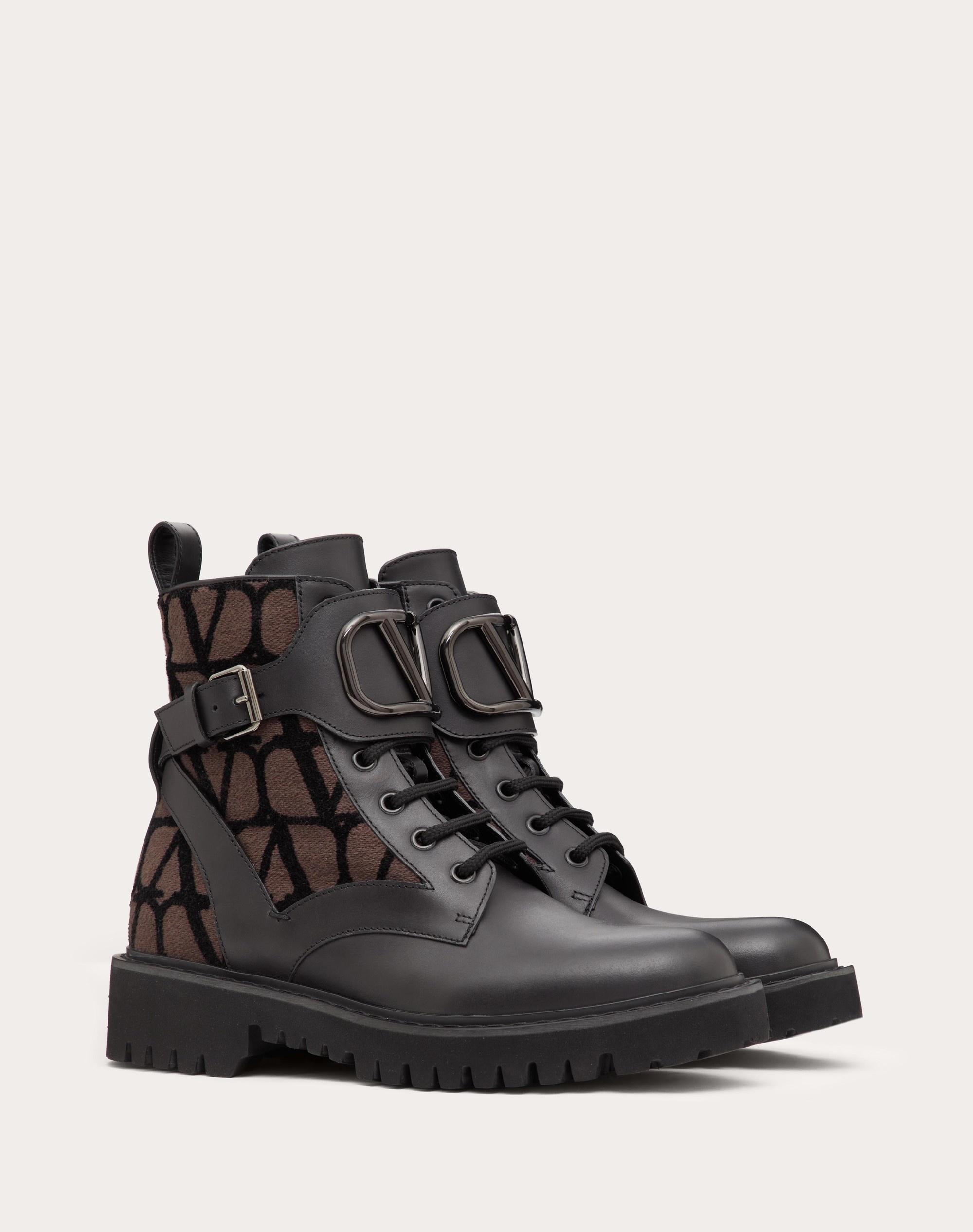 VLOGO SIGNATURE COMBAT BOOT IN CALFSKIN AND TOILE ICONOGRAPHE 35MM - 2