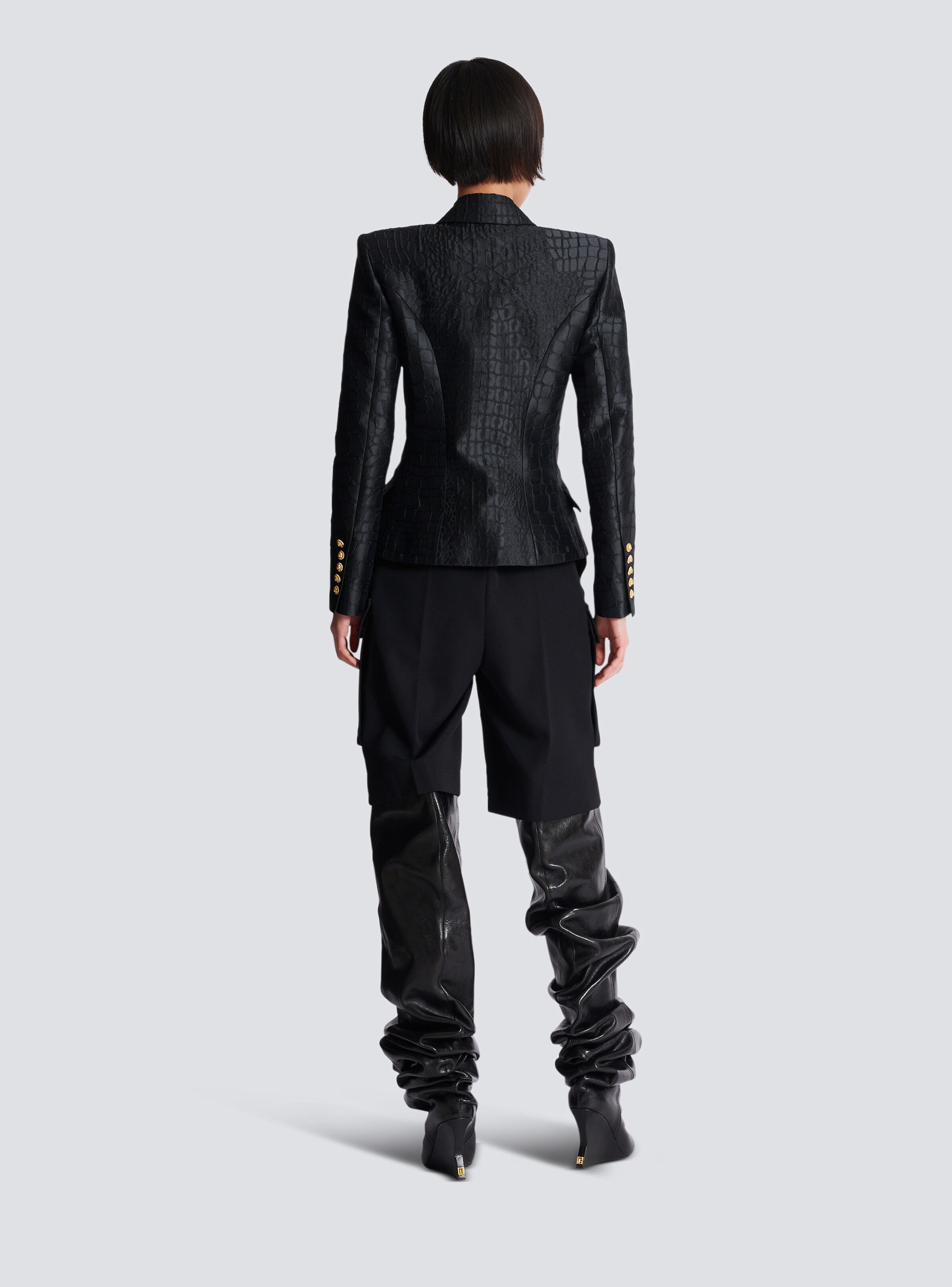 6-button jacket in crocodile jacquard - 4