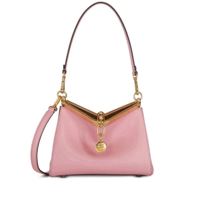 Vela shoulder bag in pink leather - 1