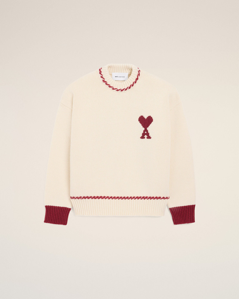 WHITE WOOL AMI DE COEUR CREWNECK SWEATER 1