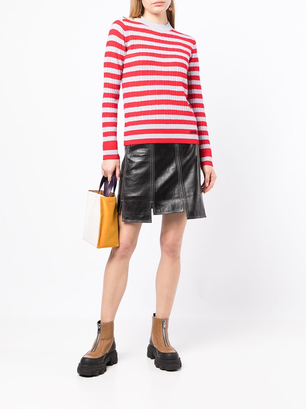 striped cable knit jumper - 2