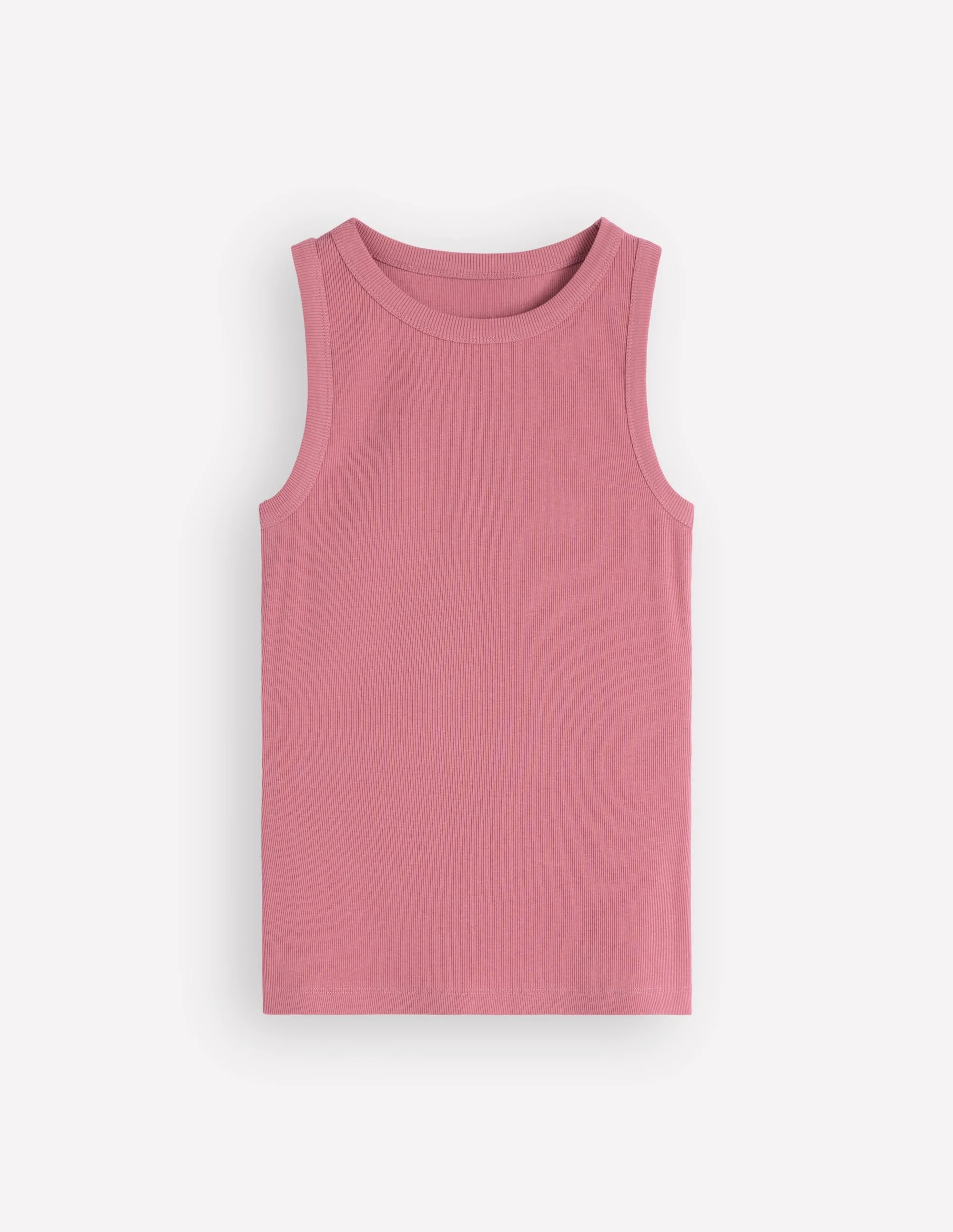 Ribbed Cotton Tank-Heather Rose - 1