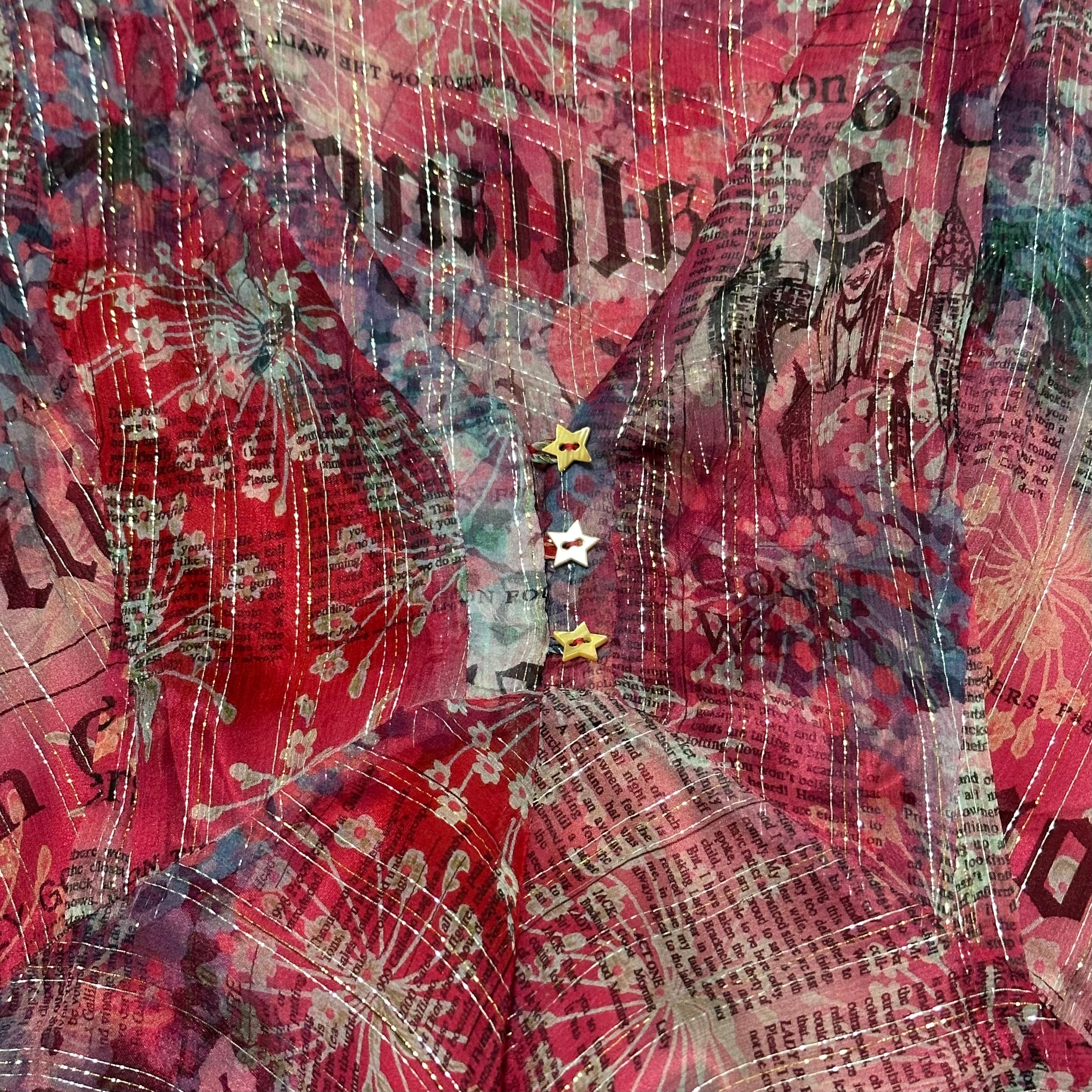 JOHN GALLIANO Floral Newspaper Print Sheer Midi Dress - 4