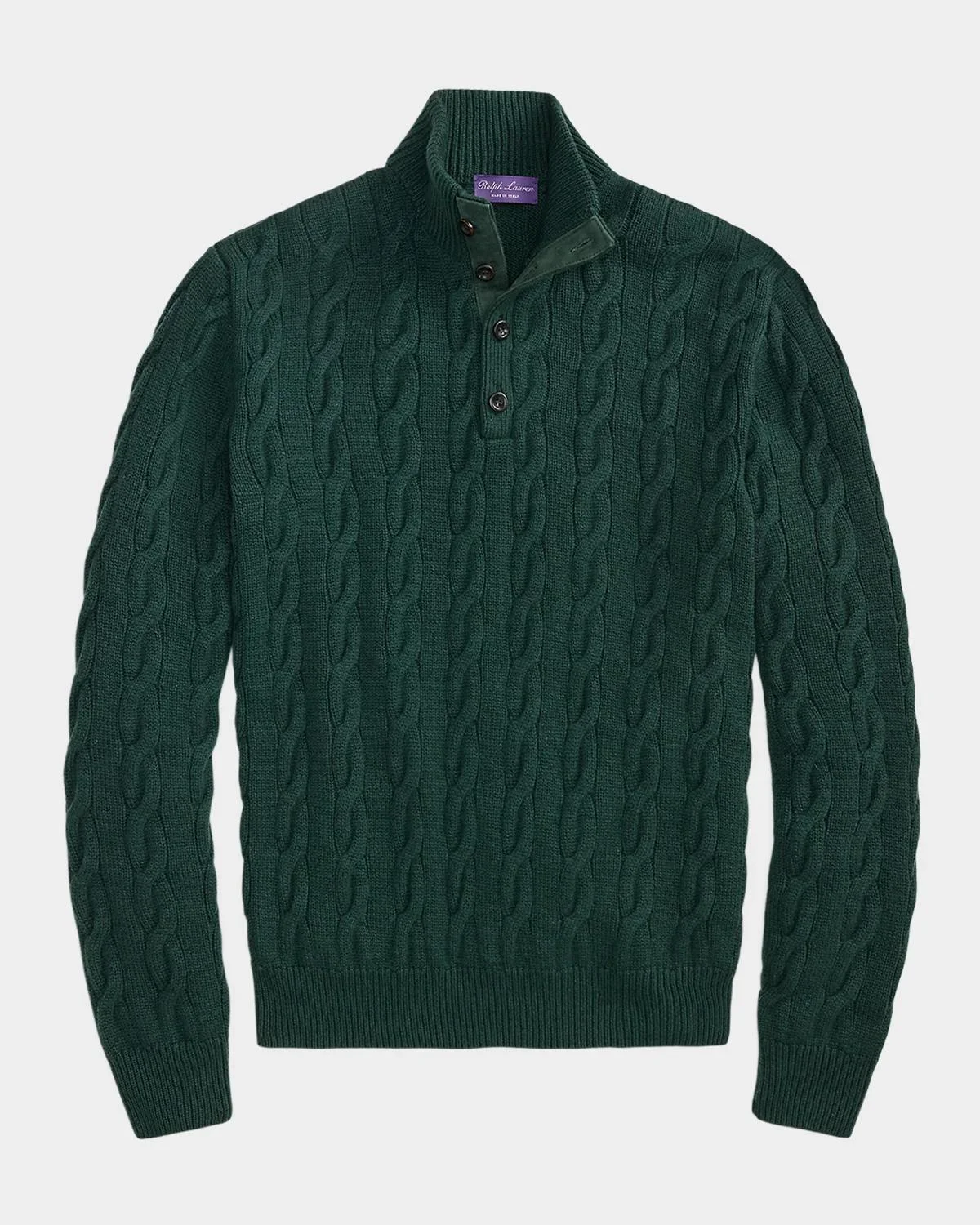 Men's Cable-Knit Cashmere Mock Neck Sweater - 1