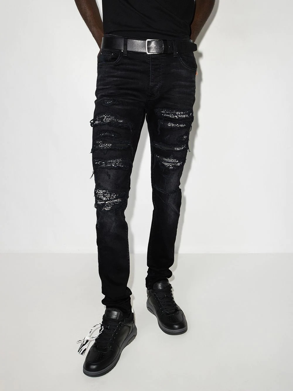 bandana-layer skinny jeans - 2