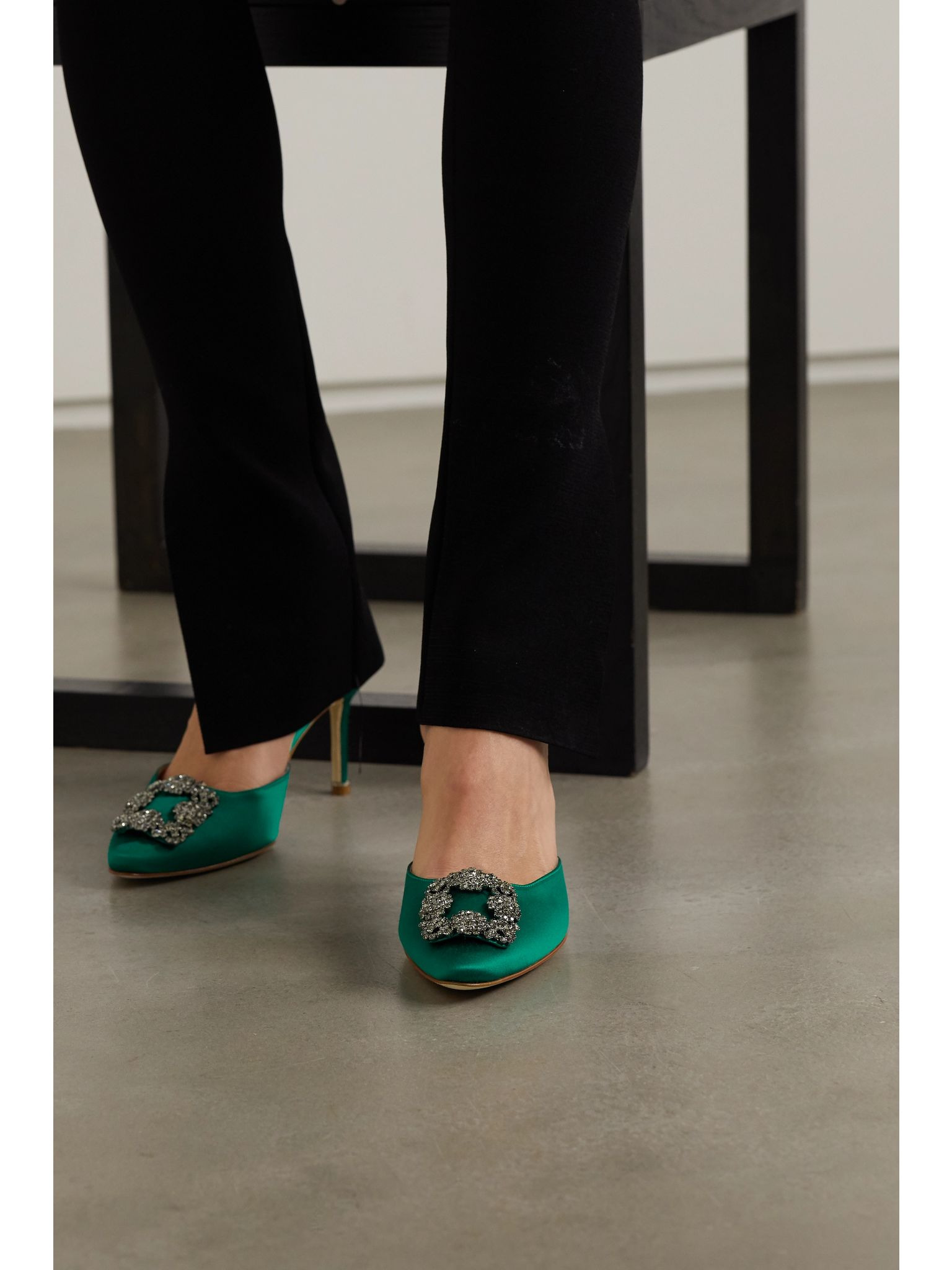 Hangisimu 70 embellished satin mules Green - 2