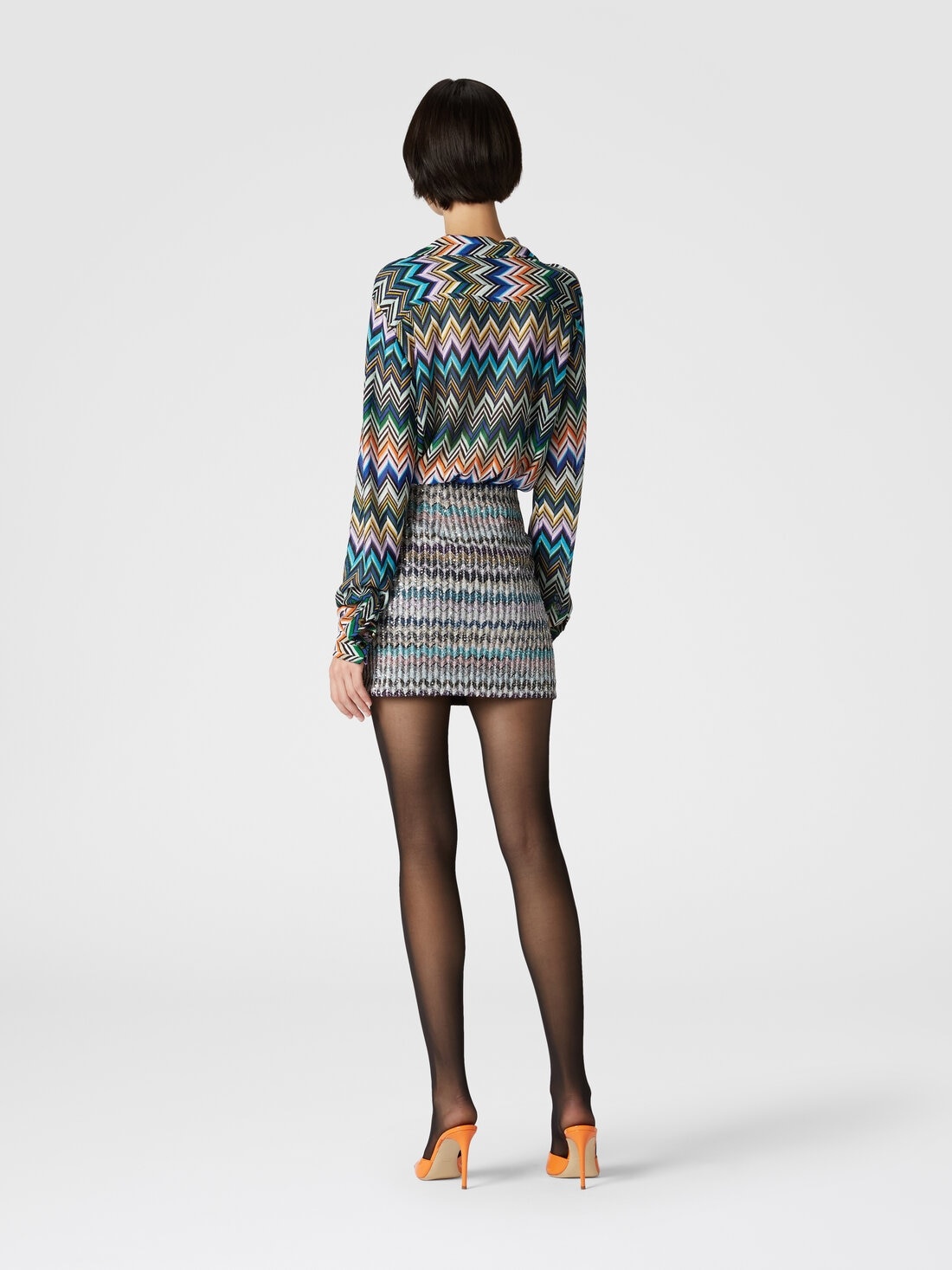 Bowling-cut shirt in zig zag viscose - 3