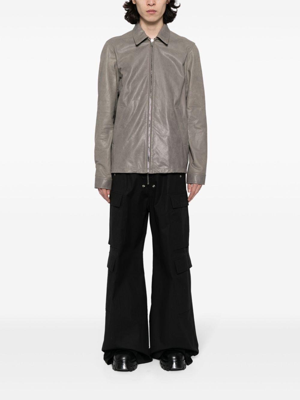 washed leather jacket - 2