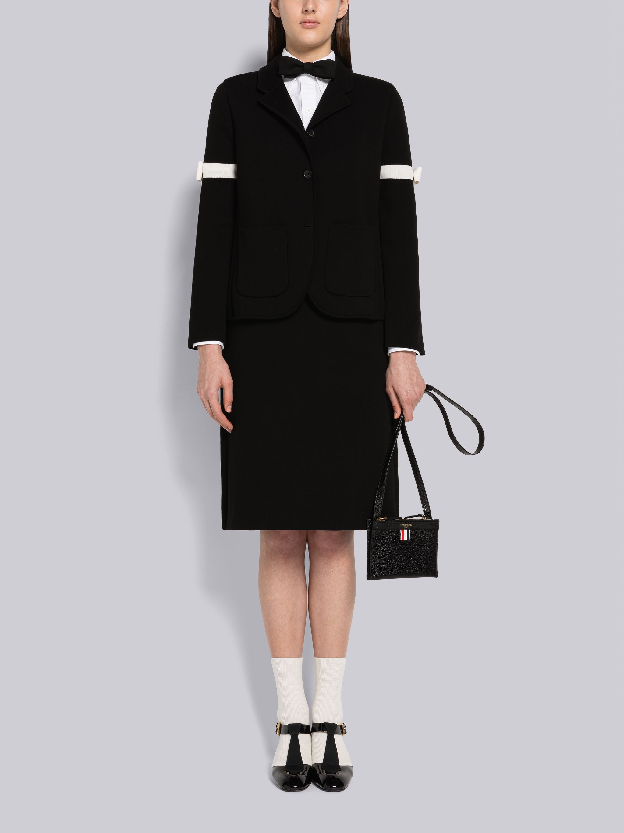 Double Face Cotton A-Line Skirt With Bow - 4