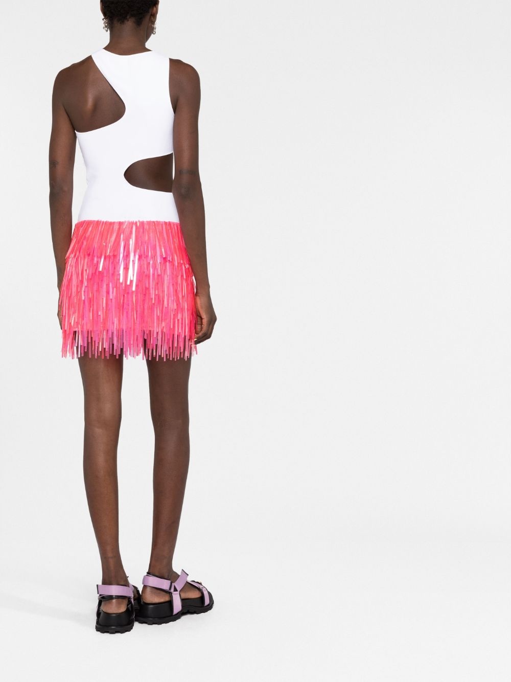 fringe-design tiered mini skirt - 6