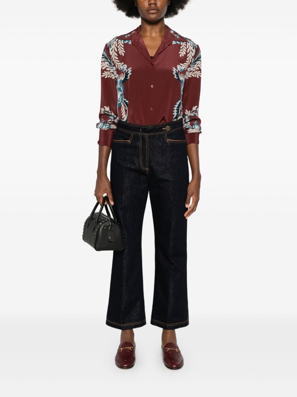 Pegaso-buttons cropped jeans - 2