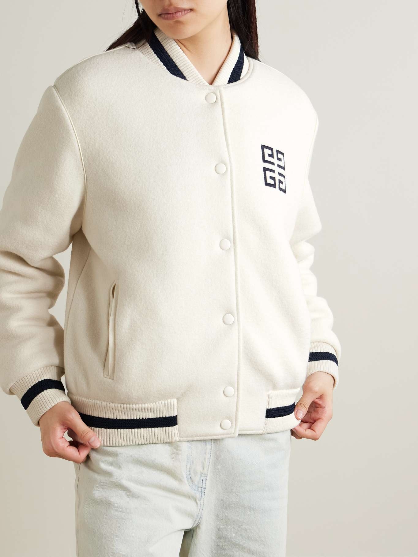 Embroidered padded wool-felt bomber jacket - 3