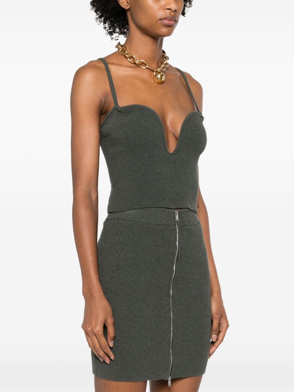 bouclé cropped tank top - 3