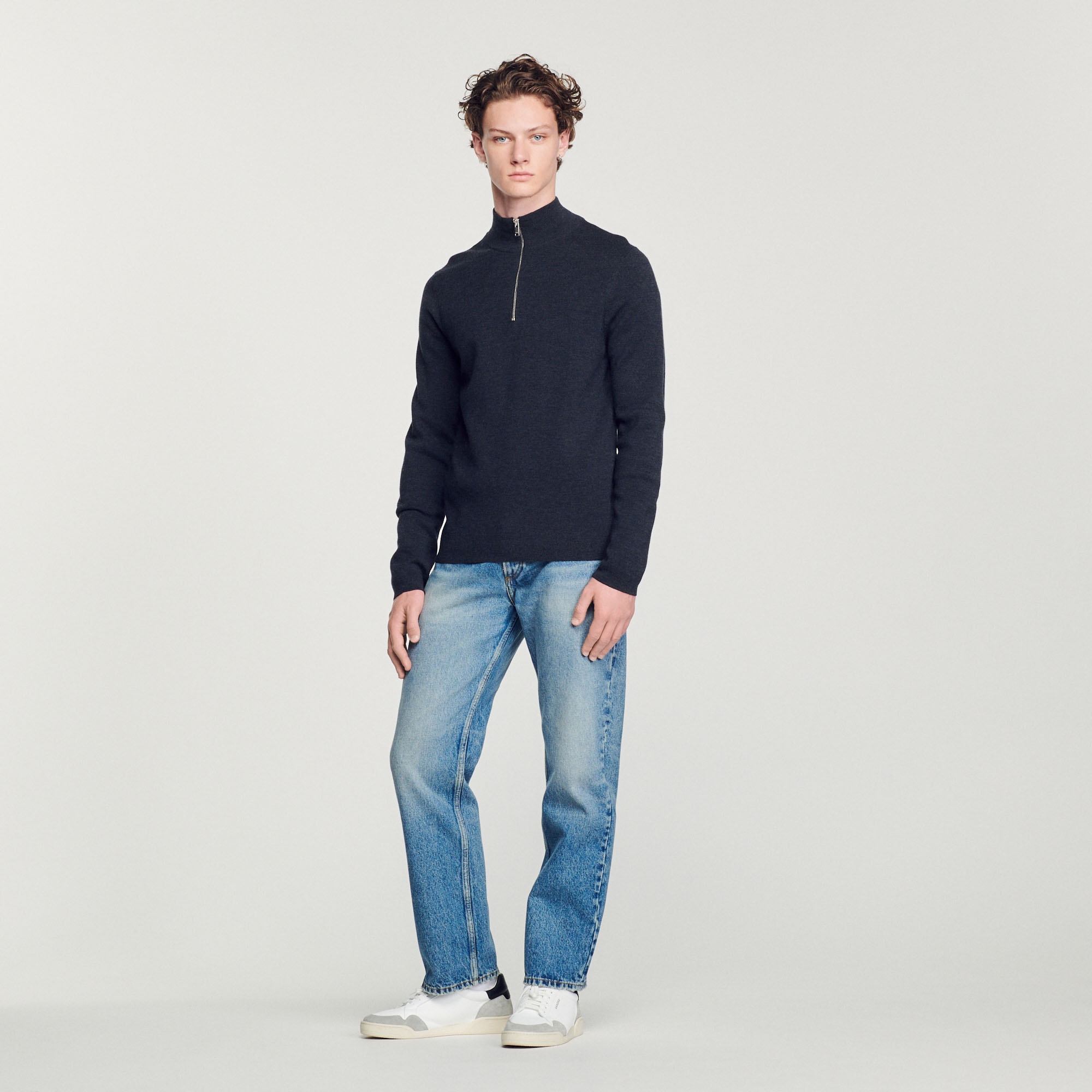 Wool sweater with zipped collar - 3