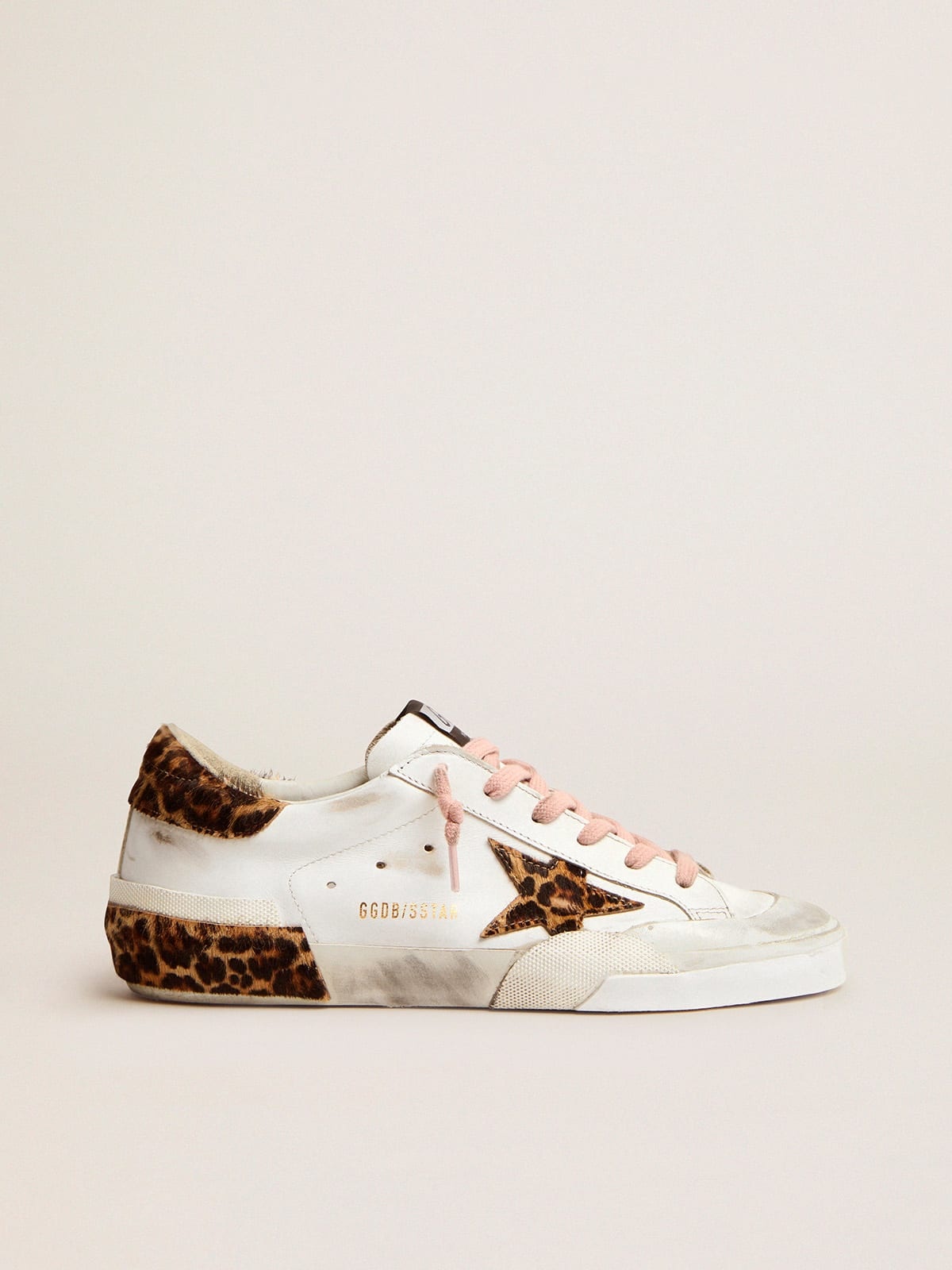 Super-Star sneakers in white leather with details and multi-foxing in leopard-print pony skin - 1