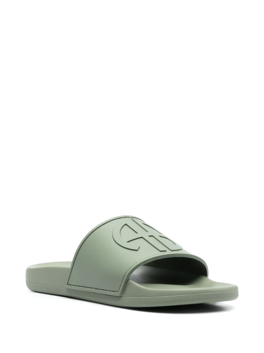 logo-embossed faux-leather slides - 2