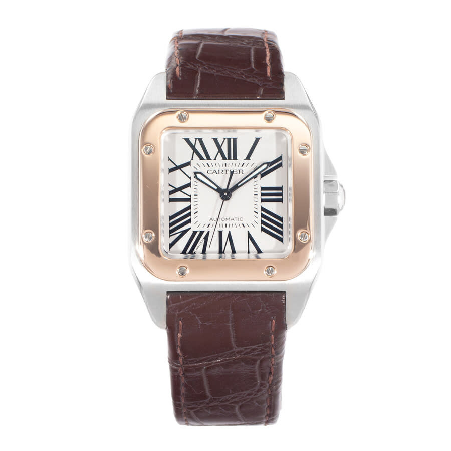 Pre-owned Cartier Santos 100 Automatic Silver Dial Men's Watch W20107X7 - 2