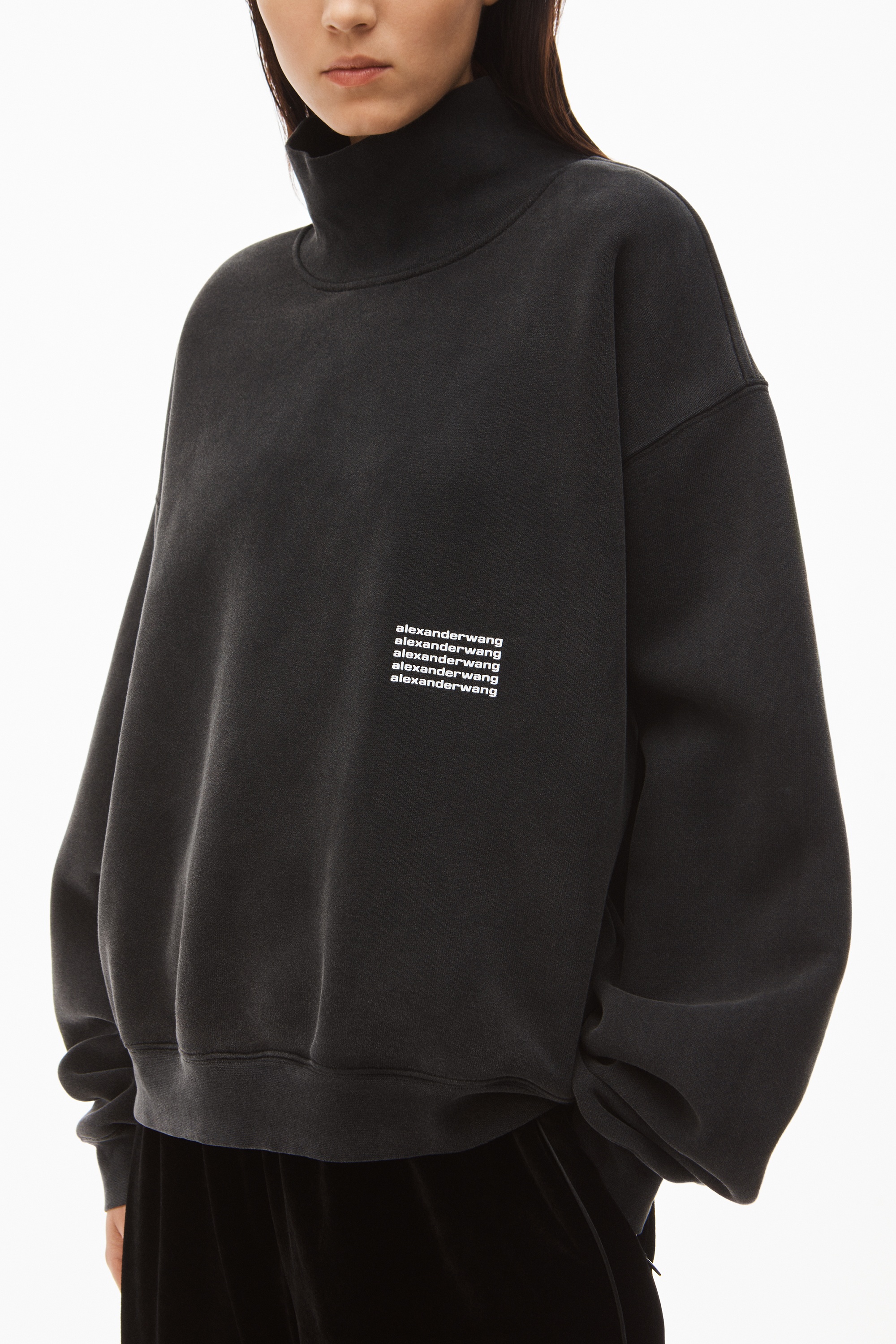 HIGH NECK PULLOVER IN DENSE FLEECE