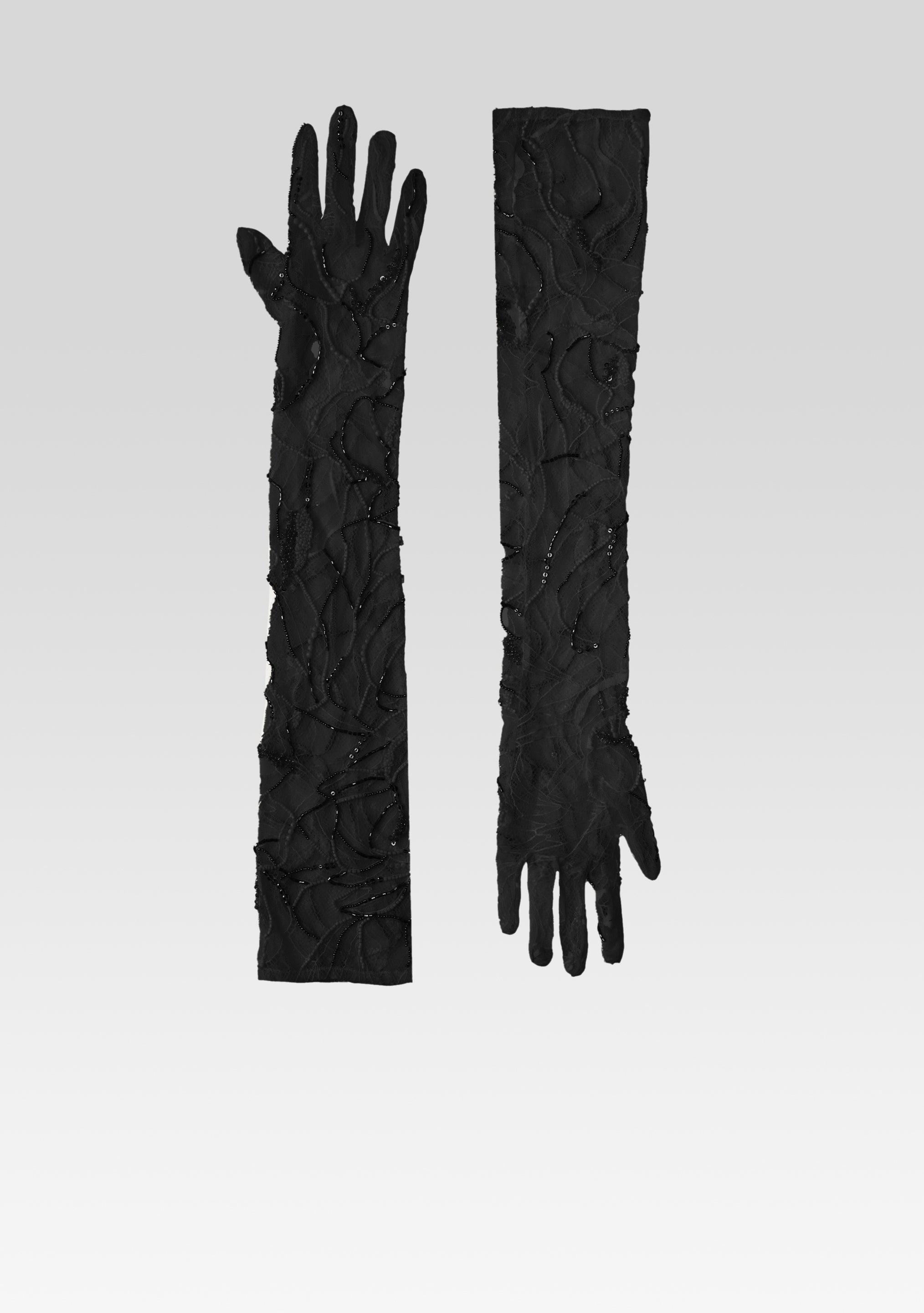 ROYCE EMBELLISHED LACE GLOVES - 1