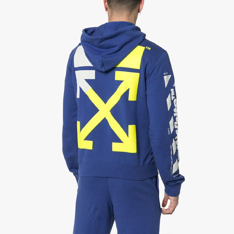 Off-White MENS SS19 Spilt Logo Slim Hoody Blue OMBB034S190030063060 - 3