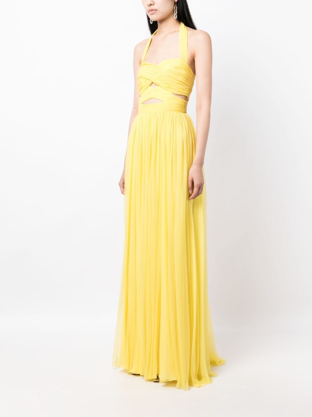 draped cut-out silk gown - 3