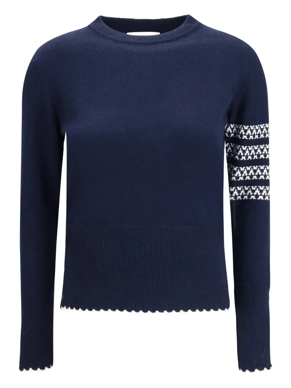THOM BROWNE - Women 4 Bar Holiday Hector Jersey Intarsia Classic Fit Crew Neck Pullover - 1