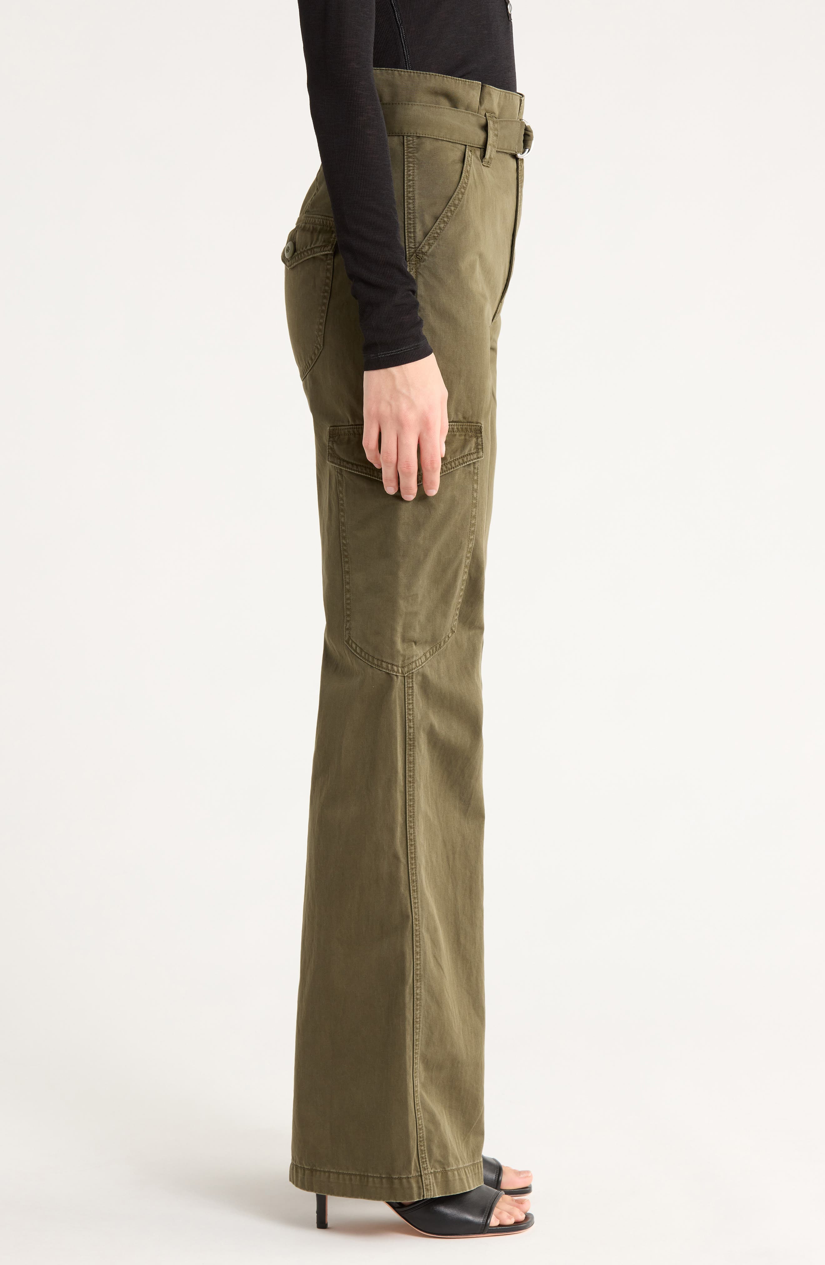 Veronica Beard Damara Belted Wide Leg Cargo Pants in Cypress at Nordstrom - 3