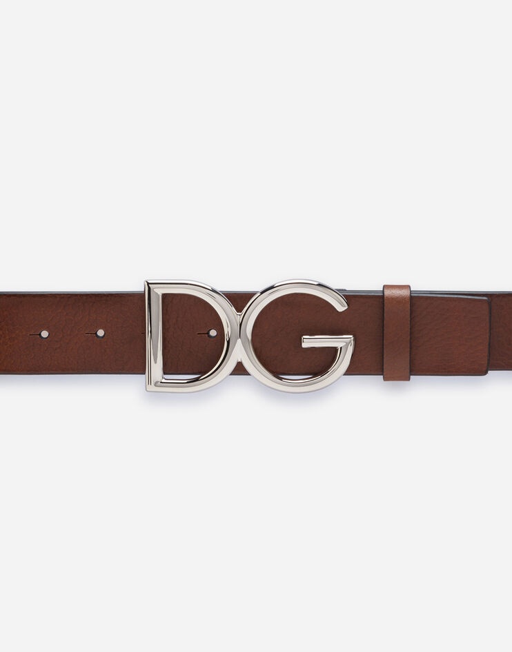 Tumbled leather belt with DG logo - 3