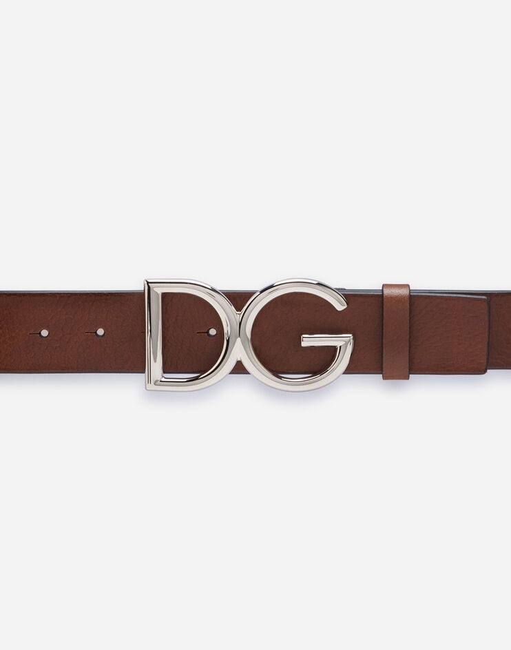 Tumbled leather belt with DG logo - 3