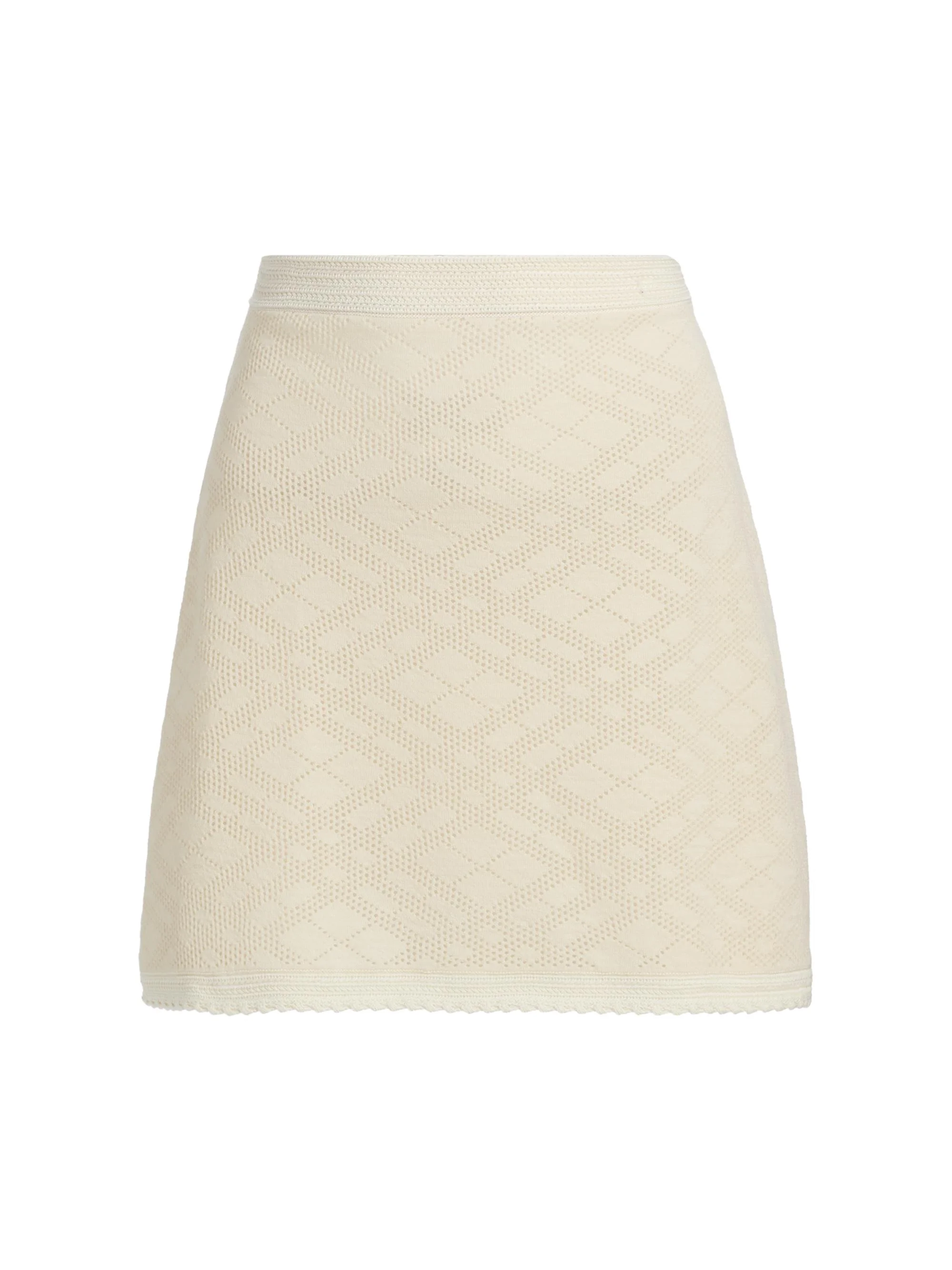 Women's Prue Check Wool Knit Skirt - Ceramic White - 1