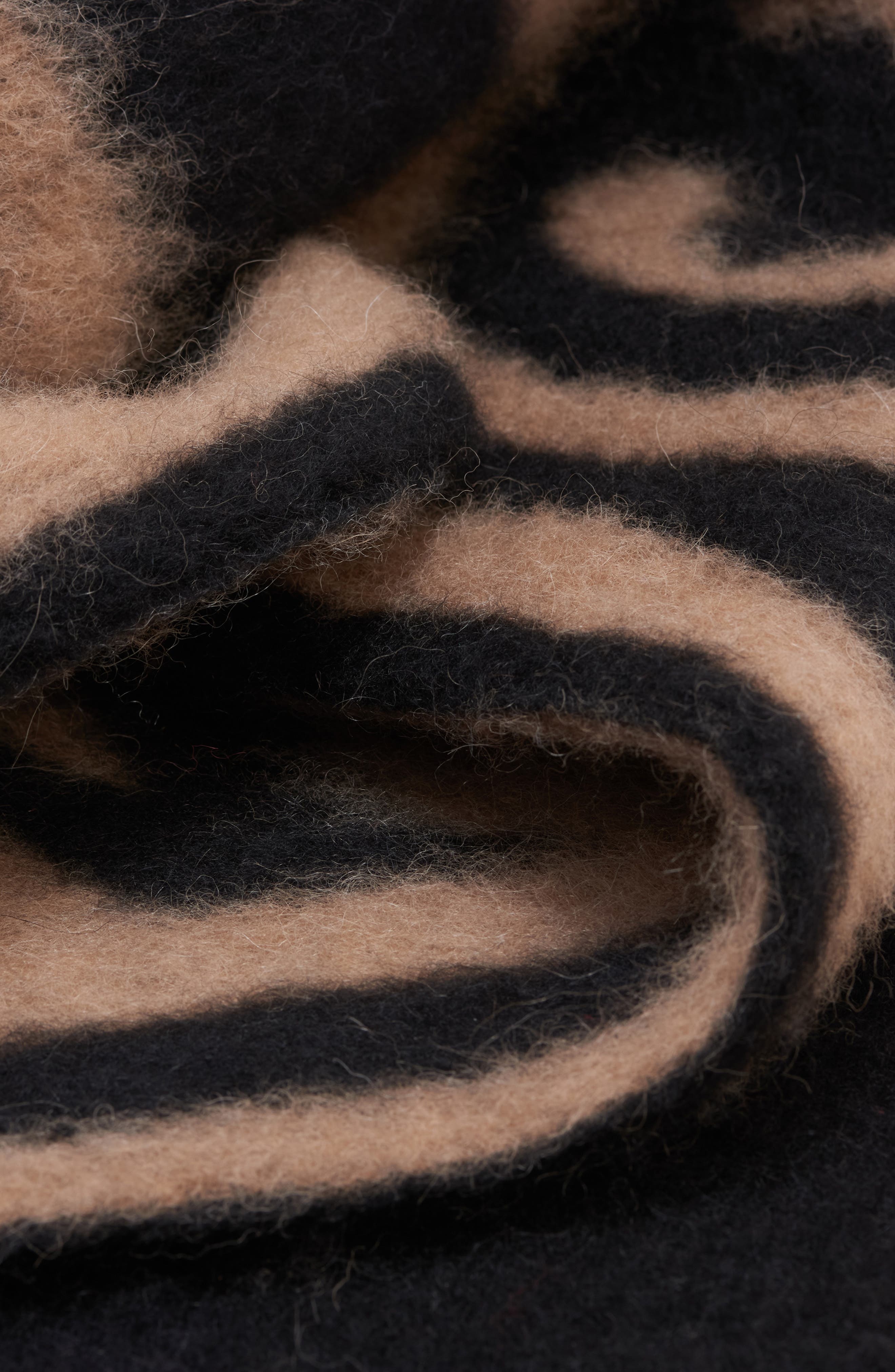 McQueen Reversible Alpaca & Wool Blend Scarf in Black/Camel at Nordstrom - 4