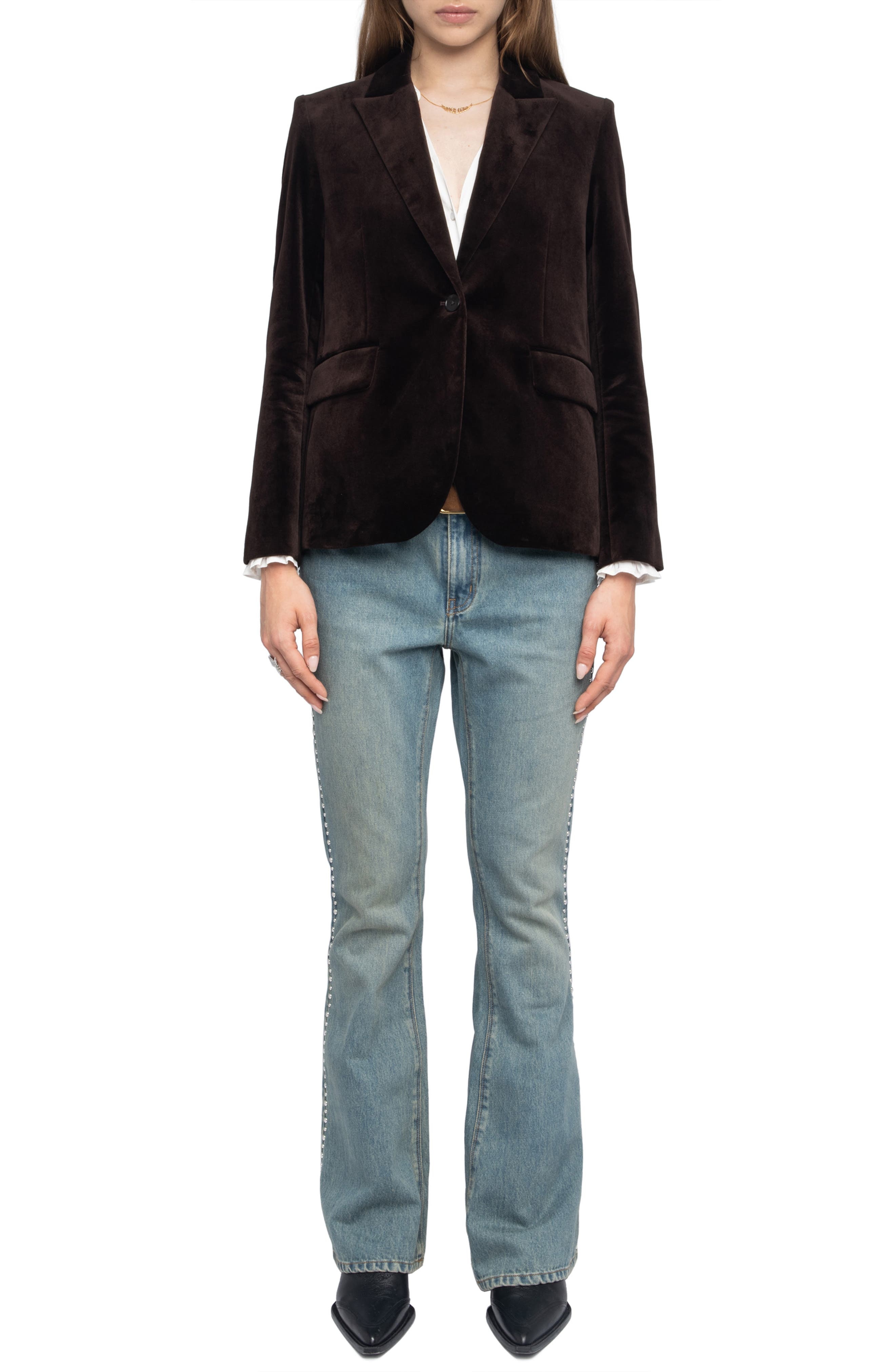 Zadig & Voltaire Vavy Cotton Velveteen Blazer in Dark Chocolate at Nordstrom - 6