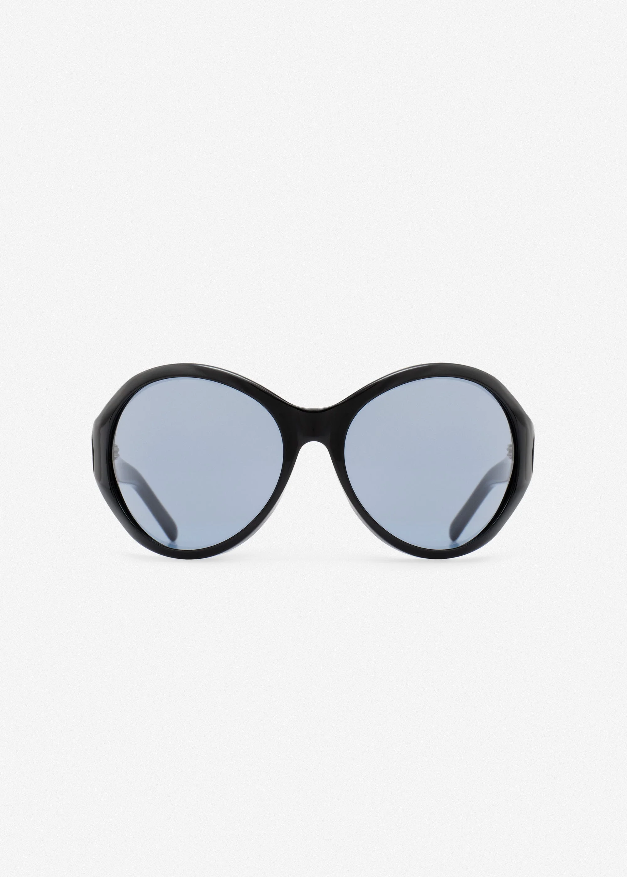 Big round sunglasses in black with blue lenses - 1