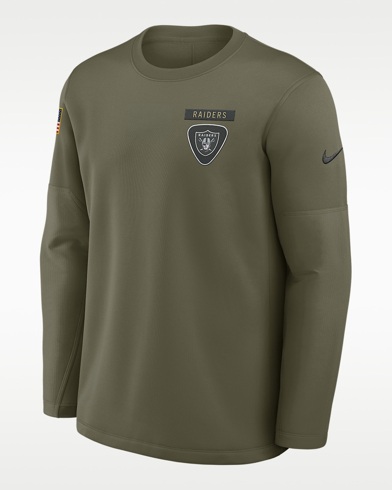 Las Vegas Raiders Salute to Service Sideline Triumphant Win Coach Men's Nike NFL Pullover Crew 1