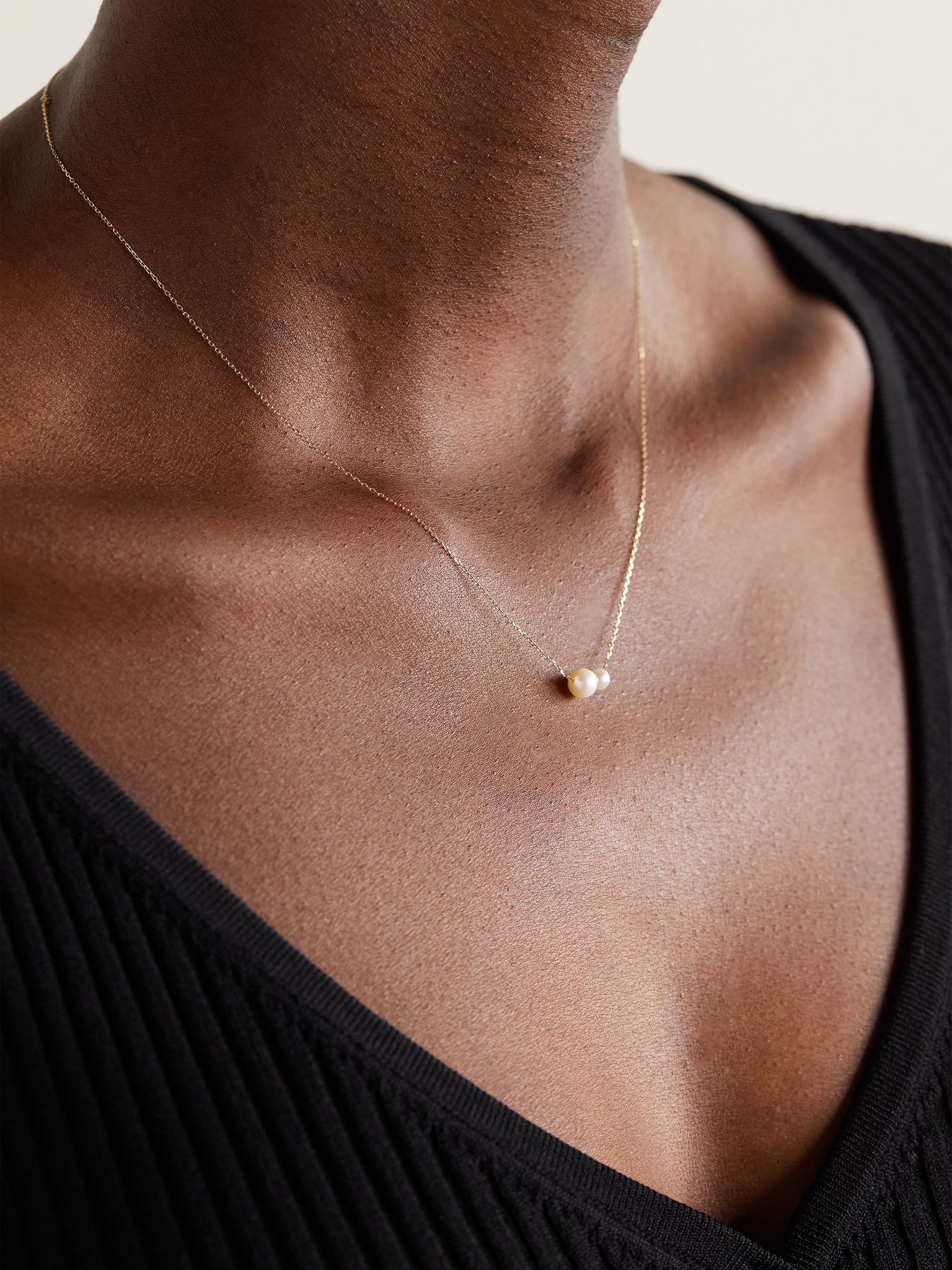 Duo 14-karat gold pearl necklace Gold - 2