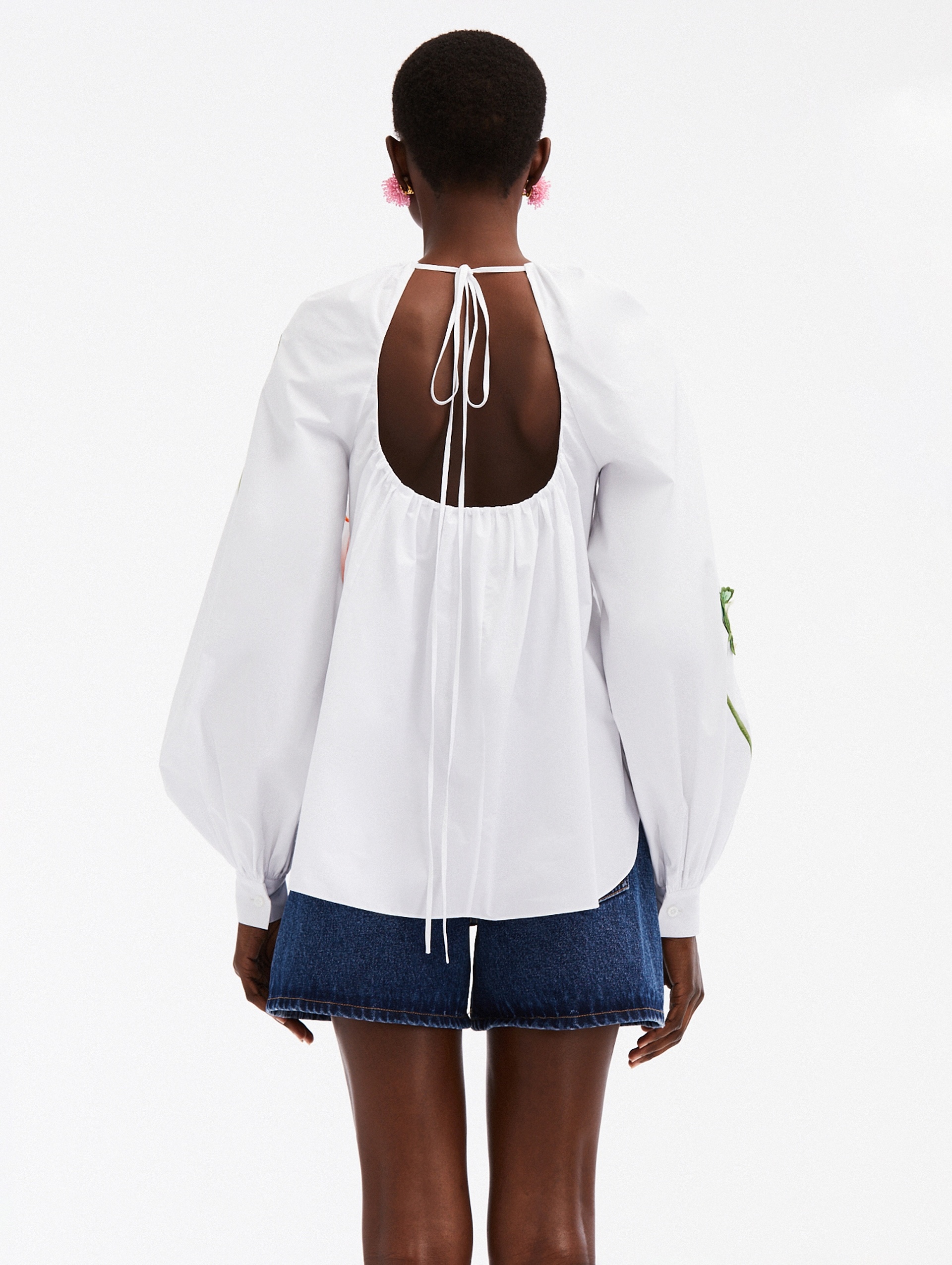 PAINTED POPPIES COTTON POPLIN BLOUSE - 3