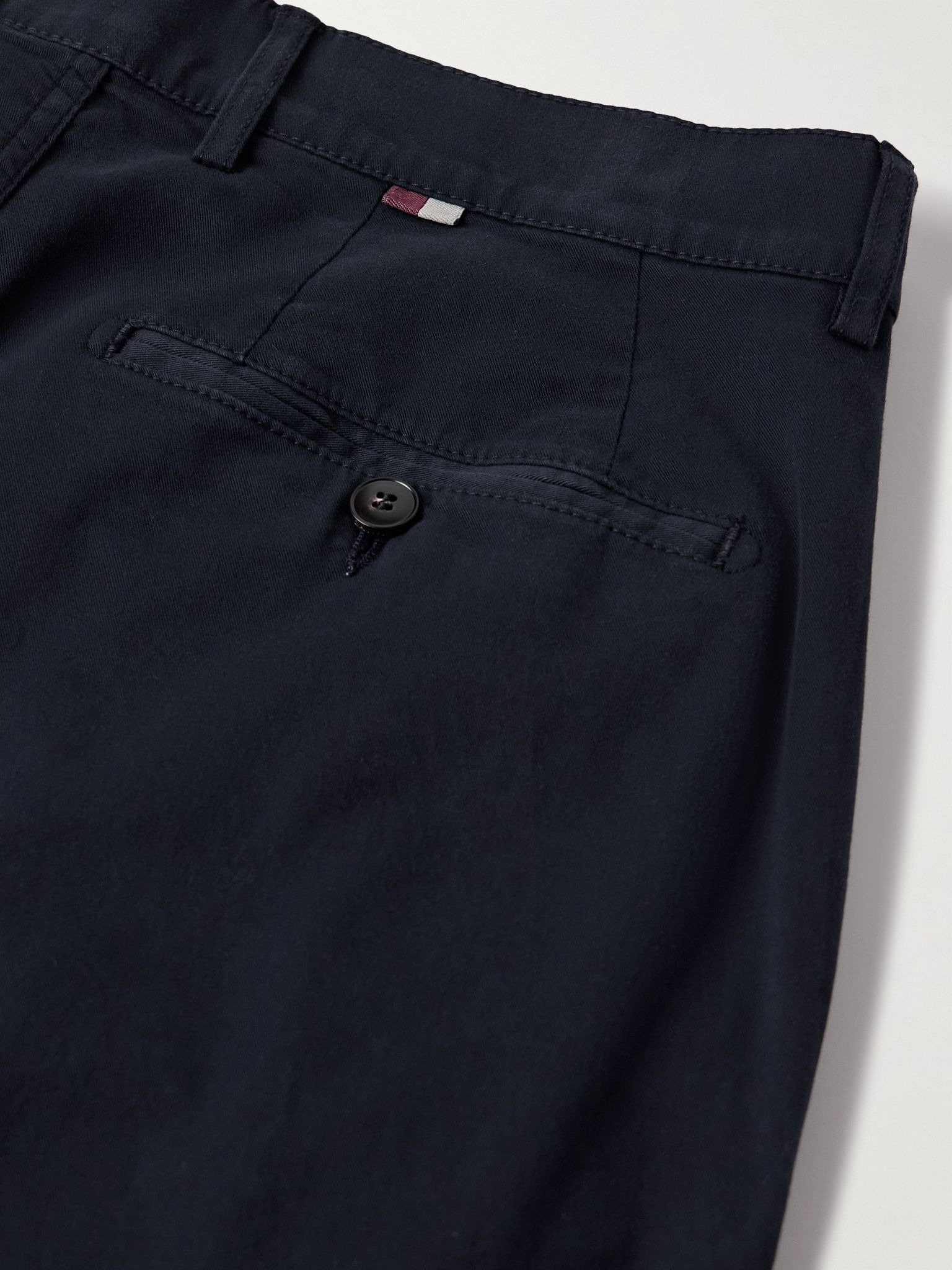 Slim-Fit Garment-Dyed Cotton-Blend Twill Trousers Blue - 5