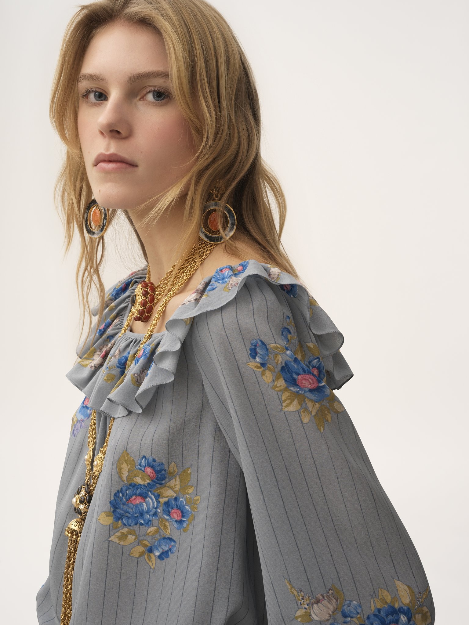 SQUARE-NECK RUFFLE TOP IN CRÊPE DE CHINE - 7